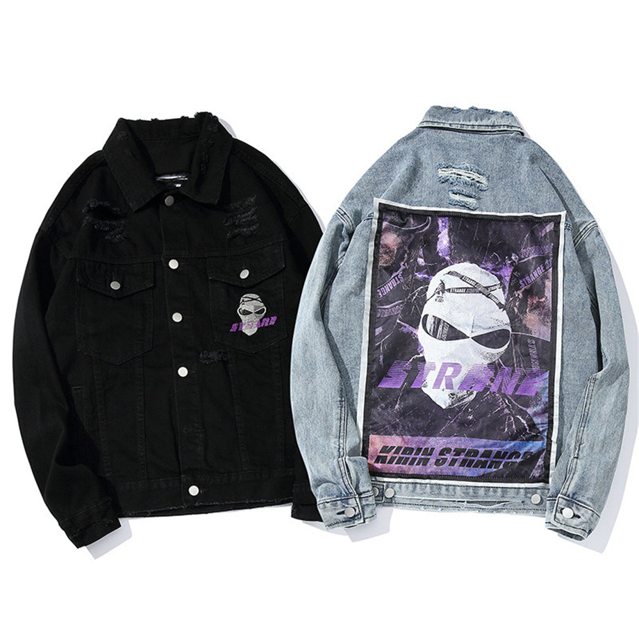 "STRANE" Veste en jean Denim Noir - UBR1™ - URB1™ Vêtements Streetwear mode boutique streetwear shop