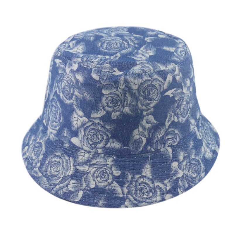 2020 Women Blue Rose Flower Print Cute Bucket Hat Reversible Fisherman Hat Panama Bucket Cap Outdoor Casual Sun Hat Bob Gorros URB1™ Vêtements Streetwear URB1™ Vêtements Streetwear 2020