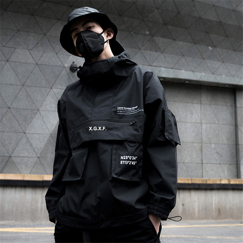 2019 New Black Cargo Jackets Windbreaker Men Streetwear Tactical Jacket Pullover Multi-pocket Male 2019 Autumn Hoody Coat GM659 URB1™ Vêtements Streetwear URB1™ Vêtements Streetwear 201