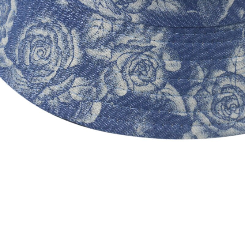 2020 Women Blue Rose Flower Print Cute Bucket Hat Reversible Fisherman Hat Panama Bucket Cap Outdoor Casual Sun Hat Bob Gorros URB1™ Vêtements Streetwear URB1™ Vêtements Streetwear 2020