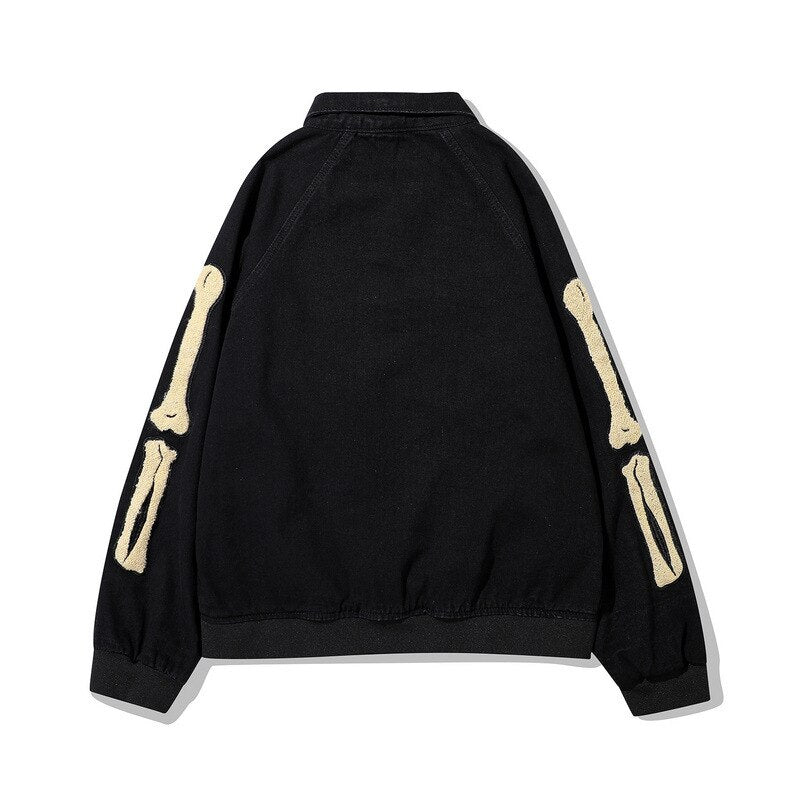 High Street Baseball Varsity Jacket Men Furry Skeleton Bone Embroidery Jackets Vintage Casual Oversized Coat Streetwear Unisex URB1™ Vêtements Streetwear URB1™ Vêtements Streetwear high