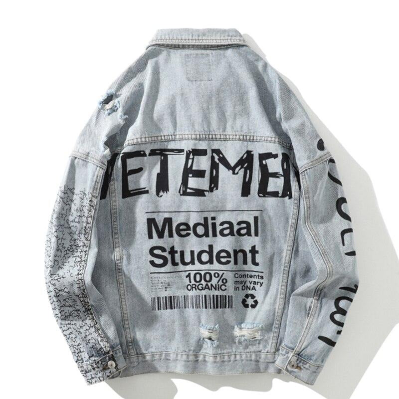 Dark Icon Graffiti Jeans Jacket Men Turn-down Collar Street Men's Jacket Denim Jackets for Men URB1™ Vêtements Streetwear URB1™ Vêtements Streetwear dark-icon-graffiti-jeans-jacket-men-