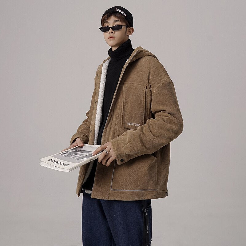 Una Reta Winter Jacket Men New Casual Loose Lambswool Parka Coat With Hooded Hip Hop Men Clothes Harajuku Warm Jackets For Men URB1™ Vêtements Streetwear URB1™ Vêtements Streetwear una-