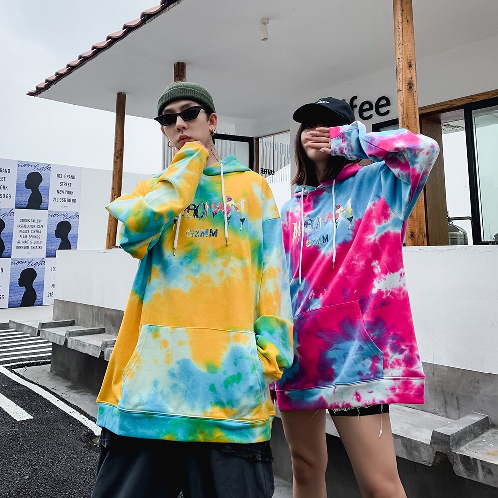 Aolamegs Hoodies Men Gradient Watercolor Tie Dye Hooded Pullover Harajuku High Street Style 4 Color Optional Couple Sweatshirt URB1™ Vêtements Streetwear URB1™ Vêtements Streetwear aola