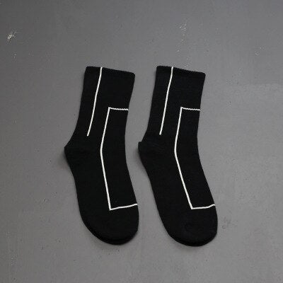 Streetwear Socks Men Stripe Compression Mens Sock White Black Happy Letter Crew Cotton Warm Korean Funny Novelty Harajuku Casual URB1™ Vêtements Streetwear URB1™ Vêtements Streetwear st