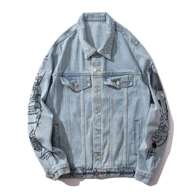 Dark Icon Embroidery Jean Jackets Turn-down Collar Men Street Hip Hop Jackets Casual Denim Jackets For Man URB1™ Vêtements Streetwear URB1™ Vêtements Streetwear dark-icon-embroidery-jea