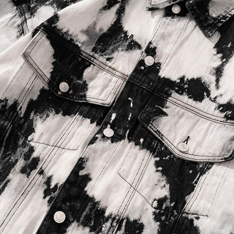 Men Hip Hop Denim Jacket Coat Streetwear Tie Dye Denim Jacket Coat 2021 Harajuku Cotton Casual Autumn Jacket Coat Outwear Black URB1™ Vêtements Streetwear URB1™ Vêtements Streetwear men