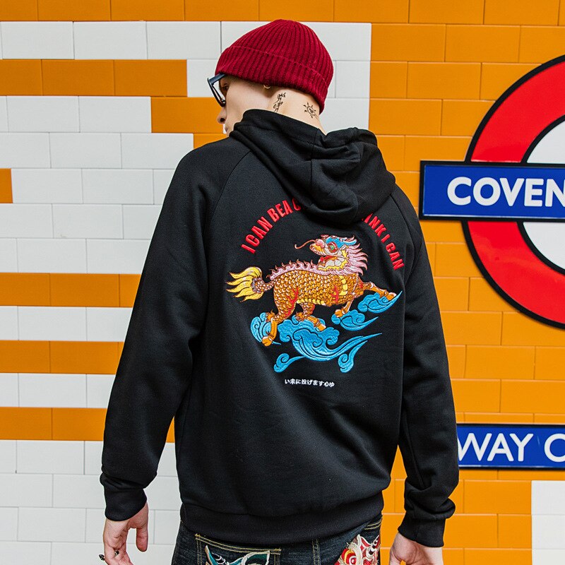 Embroidered Chinese style Hooded Sweatshirts Pullover Hoodies Men Harajuku Hip Hop Streetwear Hoodie Male Tops Autumn 2019 WG626 URB1™ Vêtements Streetwear URB1™ Vêtements Streetwear em