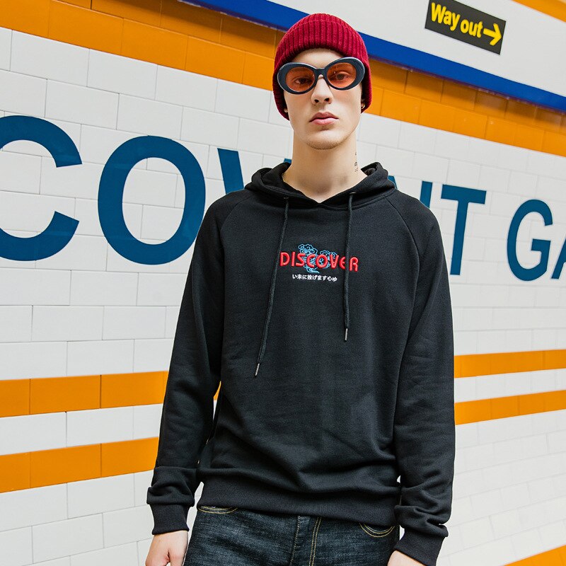 Embroidered Chinese style Hooded Sweatshirts Pullover Hoodies Men Harajuku Hip Hop Streetwear Hoodie Male Tops Autumn 2019 WG626 URB1™ Vêtements Streetwear URB1™ Vêtements Streetwear em
