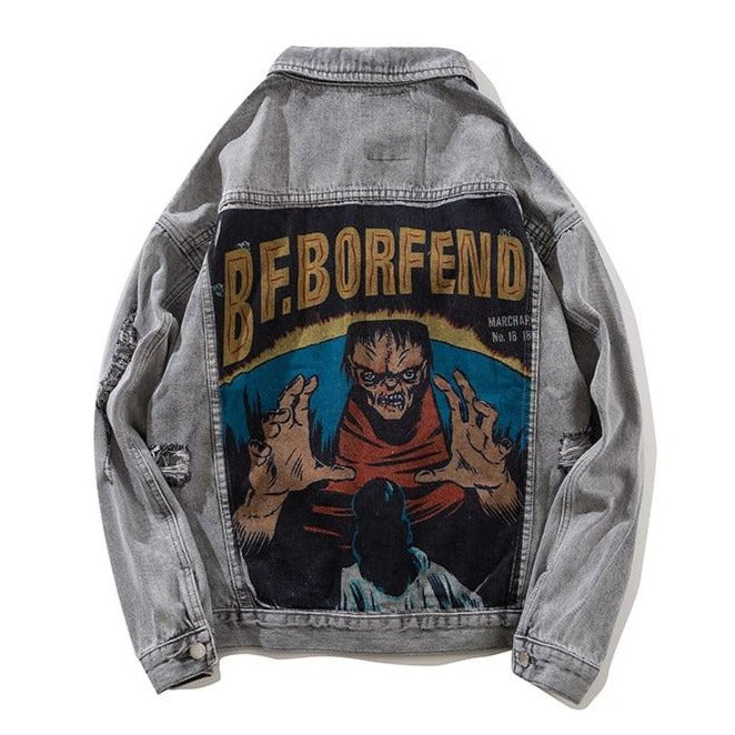 "BF.BORFEND" Veste en jean Denim Gris - URB1™ - URB1™ Vêtements Streetwear mode boutique streetwear shop