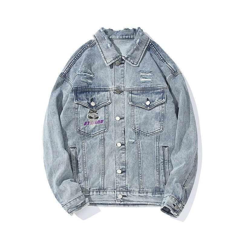 "STRANE" Veste en jean Denim Bleu - UBR1™ - URB1™ Vêtements Streetwear mode boutique streetwear shop