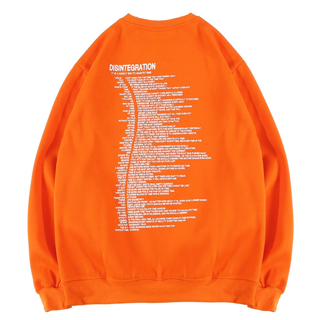 "DISINTEGRATION" Sweatshirt Crewneck Orange - URB1™ - URB1™ Vêtements Streetwear mode boutique streetwear shop
