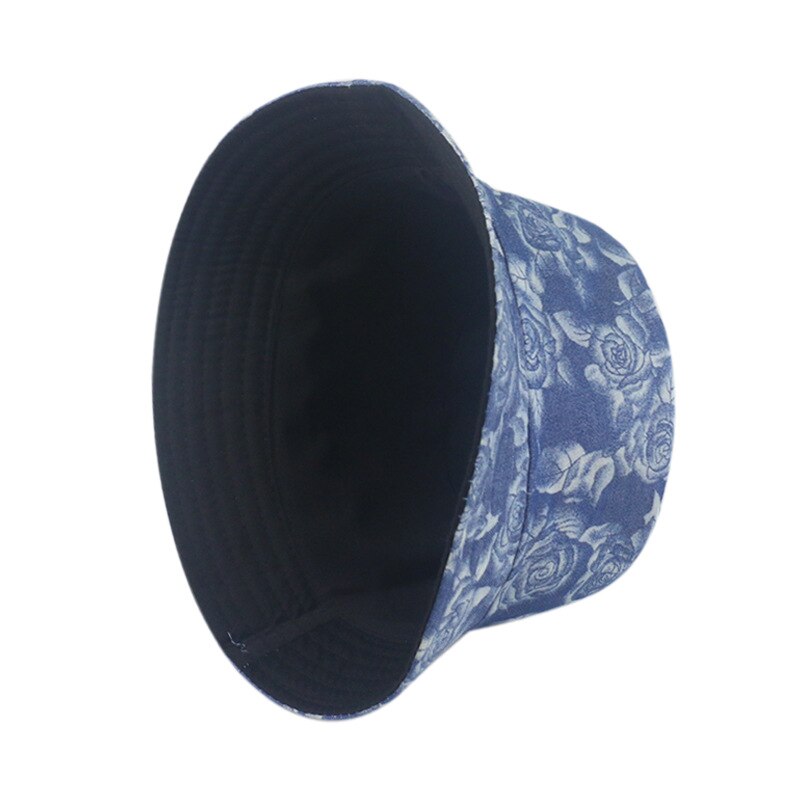 2020 Women Blue Rose Flower Print Cute Bucket Hat Reversible Fisherman Hat Panama Bucket Cap Outdoor Casual Sun Hat Bob Gorros URB1™ Vêtements Streetwear URB1™ Vêtements Streetwear 2020