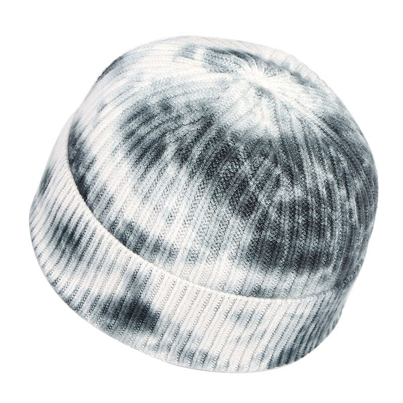 Bonnet Tie and dye Noir Blanc Streetwear décoloré 
