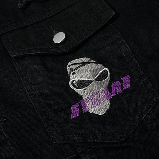 "STRANE" Veste en jean Denim Noir - UBR1™ - URB1™ Vêtements Streetwear mode boutique streetwear shop