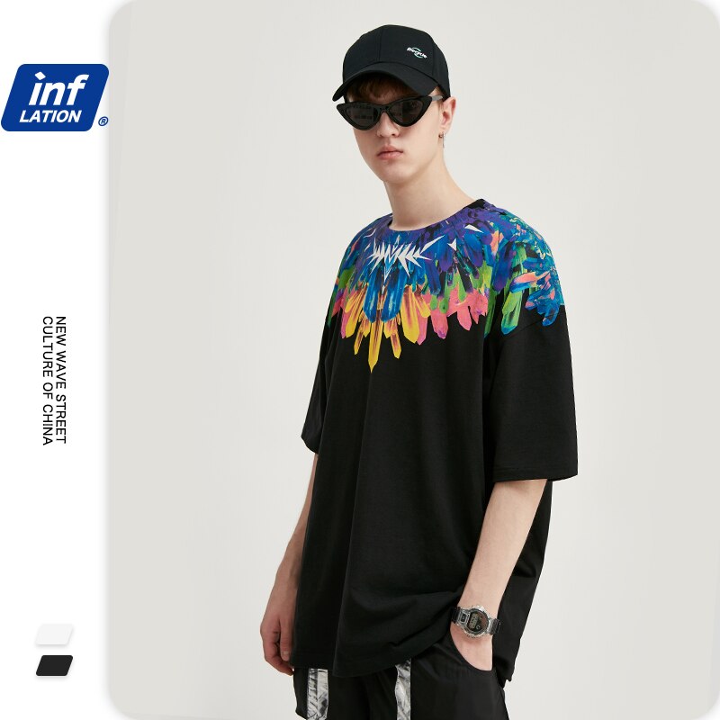 INFLATION Men Tshirt Ice Article Printing Oversized Janpanese Style Tshirt For Men Cotton Harajuku Men Funny t shirts 1194S20 URB1™ Vêtements Streetwear URB1™ Vêtements Streetwear infla