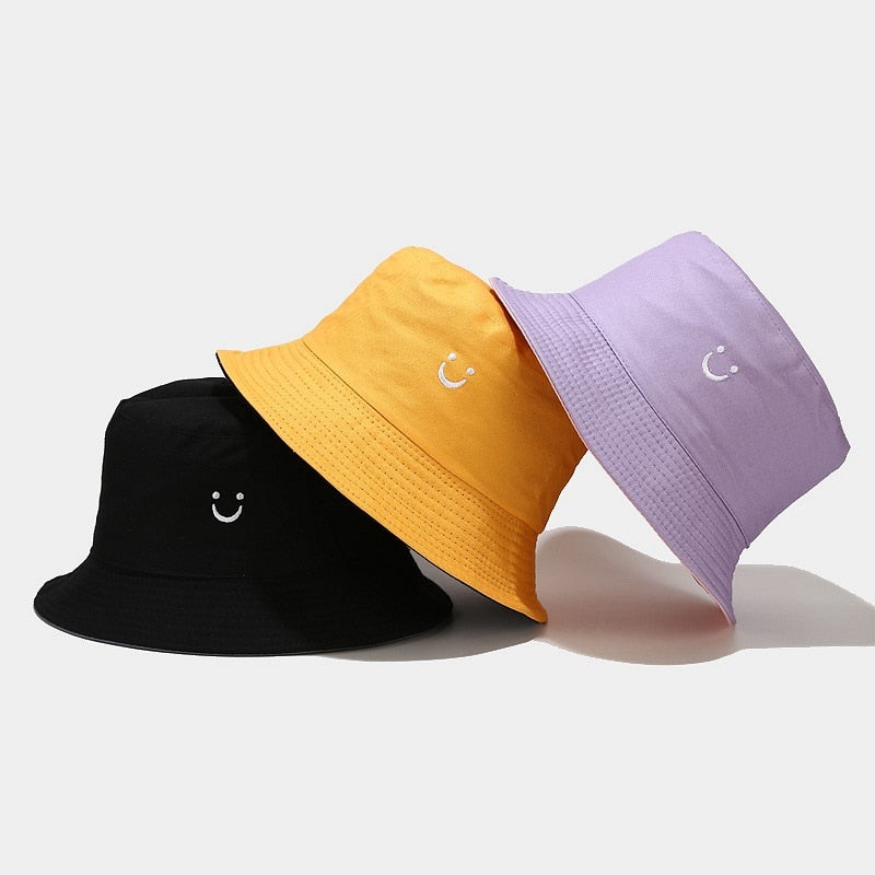 New arrival Smiling face double-sided female bucket hat, male fisherman hat, summer sun hat, men's panama hat couple hat URB1™ Vêtements Streetwear URB1™ Vêtements Streetwear new-arriva