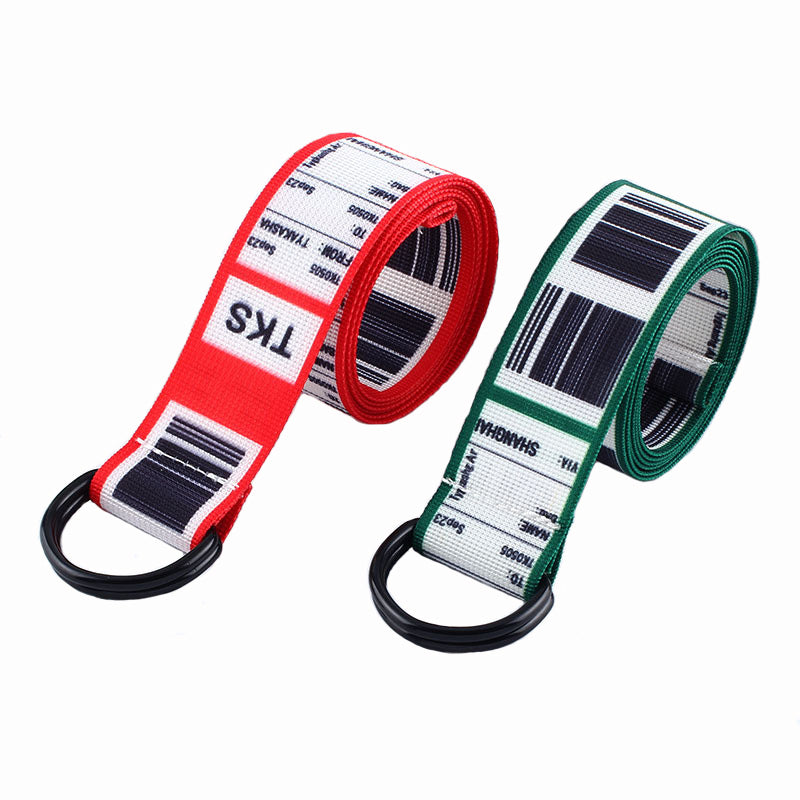 Fashion Bar Code letter Printing Canvas Belt Harajuku Men Women Casual Jeans D Ring Buckle Waist Belts 130Cm Long Waistband Z30 URB1™ Vêtements Streetwear URB1™ Vêtements Streetwear fas