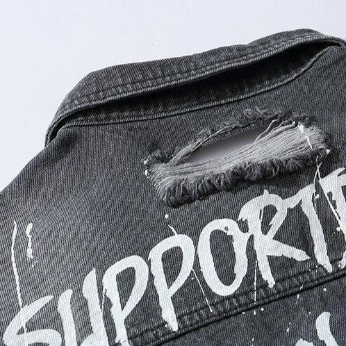 "ORIGINALITY" Veste en jean denim gris - URB1™ - URB1™ Vêtements Streetwear mode boutique streetwear shop