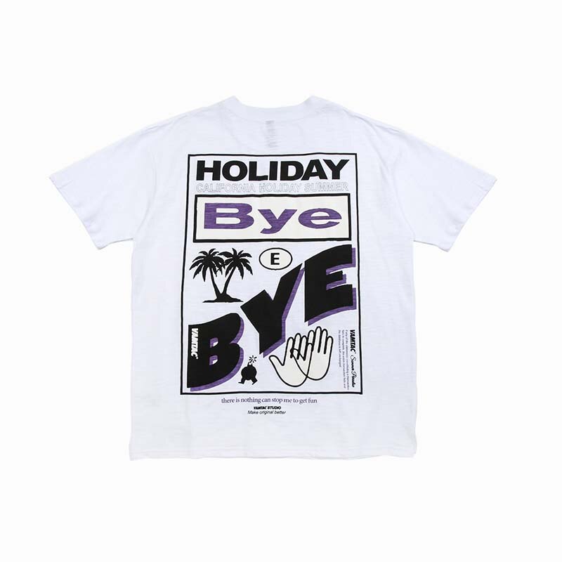 Bye Holiday T-shirt men t shirts Harajuku Funny Print Tshirt Men Hip Hop Cotton Streetwear Tee Shirt Homme Tops tees T338 - URB1™ Vêtements Streetwear mode boutique streetwear shop