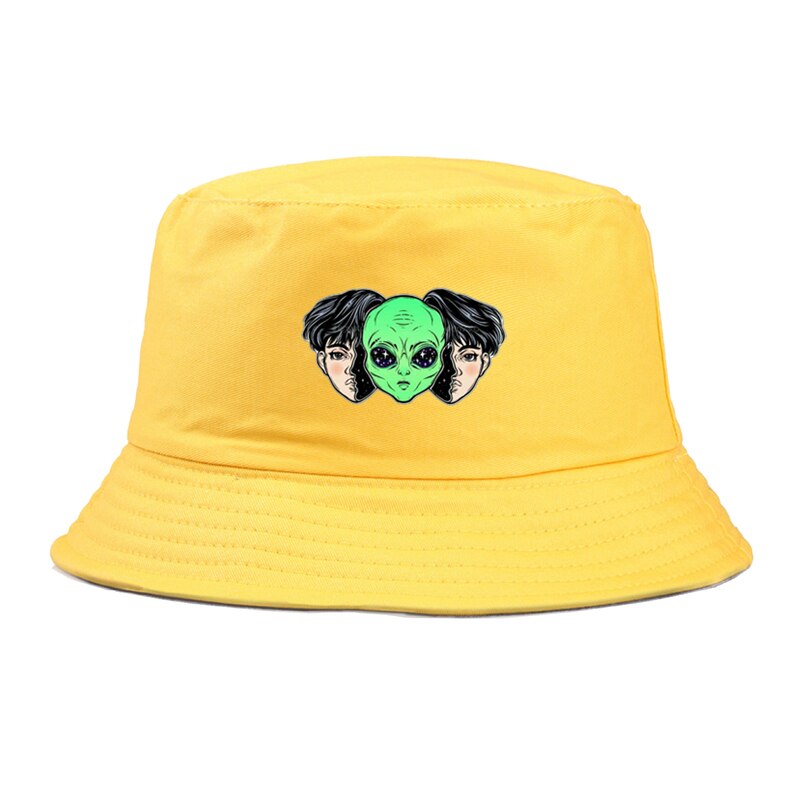 COUPLE alien Panama Bucket Hats Men Women Summer Bucket Cap fashion Print Bob Hat Hip Hop Gorros Fishing Fisherman Hat URB1™ Vêtements Streetwear URB1™ Vêtements Streetwear couple-alien