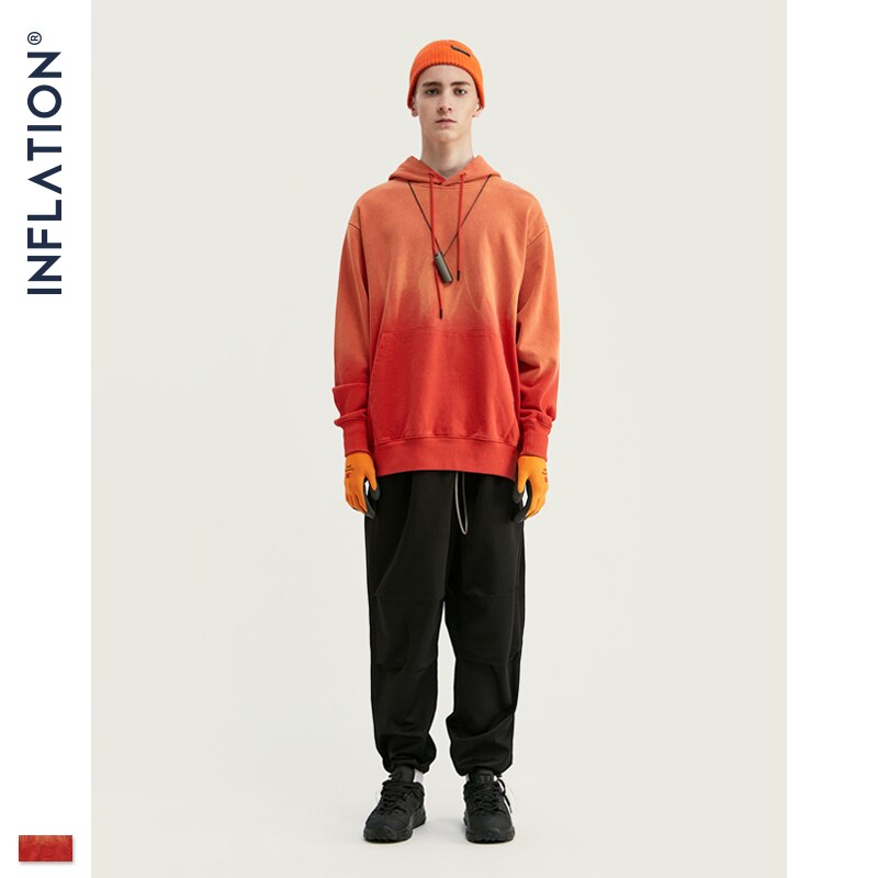 INFLATION Men Dip Dye Hoodies 2020 FW Streetwear Orange Oversized Male Hoodies Hip Hop 100% Cotton Men Winter Hoodies 9650W URB1™ Vêtements Streetwear URB1™ Vêtements Streetwear inflati
