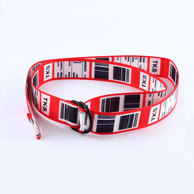 Fashion Bar Code letter Printing Canvas Belt Harajuku Men Women Casual Jeans D Ring Buckle Waist Belts 130Cm Long Waistband Z30 URB1™ Vêtements Streetwear URB1™ Vêtements Streetwear fas