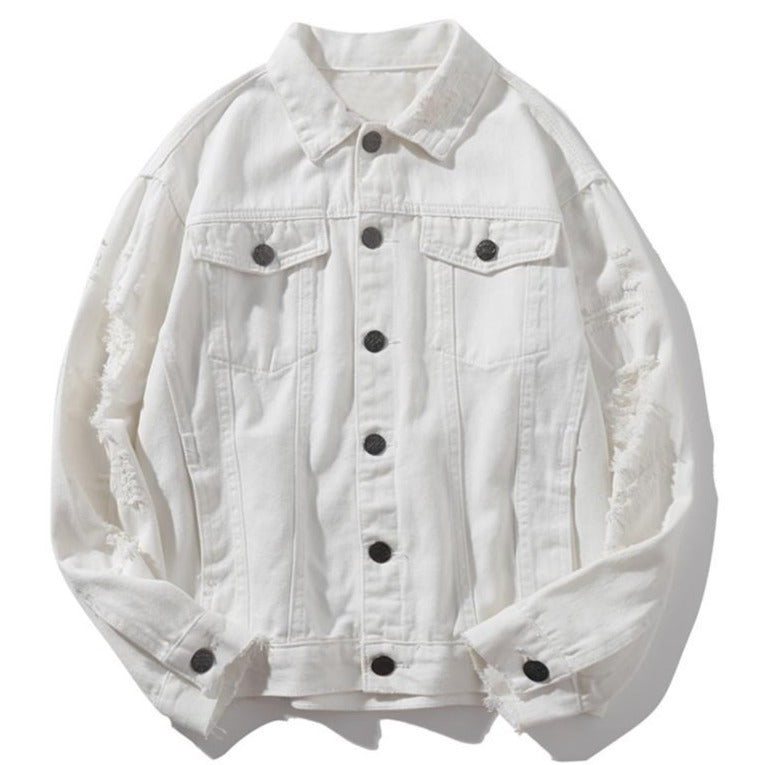 Dark Icon Ripped Denim Jacket Men Solid Color High Street Men's Jeans Jacket New Fashion Jackets for Men 5XL URB1™ Vêtements Streetwear URB1™ Vêtements Streetwear dark-icon-ripped-denim