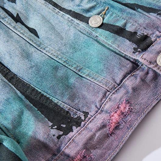 "SHADING" Veste en Jean Imprimé Bleu - URB1™ - URB1™ Vêtements Streetwear mode boutique streetwear shop