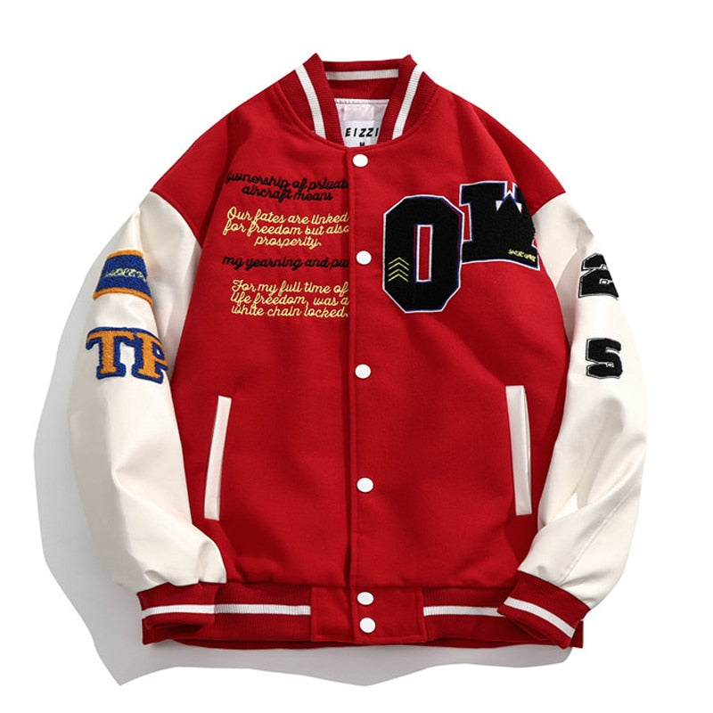 High Street Vintage Varsity Jackets Men Embroidery Letter Baseball Jacket Harajuku College Style Coat Oversize Unisex Streetwear URB1™ Vêtements Streetwear URB1™ Vêtements Streetwear hi