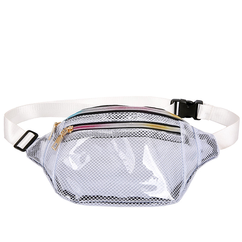 2019 Fashion Women PVC Grid Style Waist Bag Fanny Pack Bum Bag Travel Mash Purse Waist Bag Transparent Small Belt Bag Cool Packs URB1™ Vêtements Streetwear URB1™ Vêtements Streetwear 20