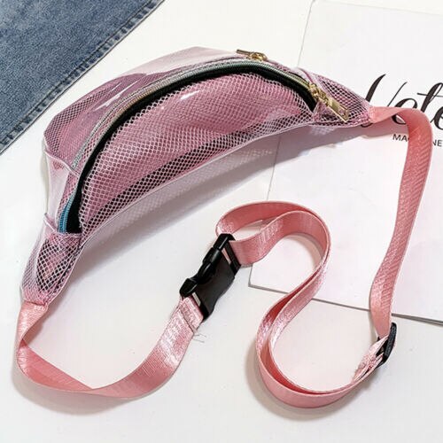 2019 Fashion Women PVC Grid Style Waist Bag Fanny Pack Bum Bag Travel Mash Purse Waist Bag Transparent Small Belt Bag Cool Packs URB1™ Vêtements Streetwear URB1™ Vêtements Streetwear 20
