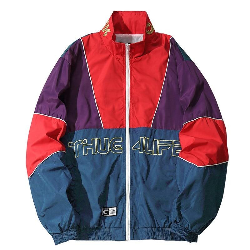Men Hip Hop Jacket Coat Color Block Patchwork Track Jacket Windbreaker Oversized Retro Vintage Streetwear Harajuku 2018 Autumn - URB1™ Vêtements Streetwear mode boutique streetwear shop