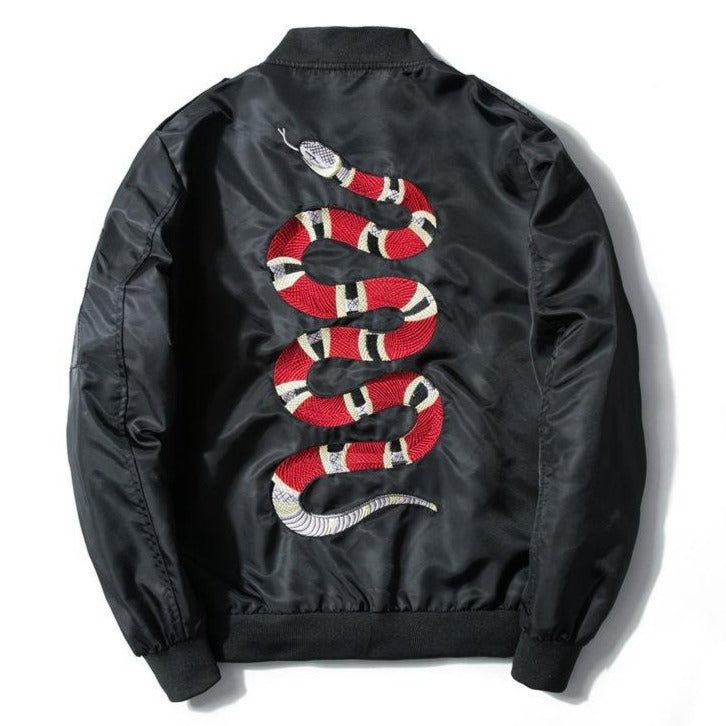 MANNAN Autumn 2018 Jacket Snake Embroidery Jacket Thin Men Hip Hop high street Streetwear Embroidered couples baseball Coat URB1™ Vêtements Streetwear URB1™ Vêtements Streetwear mannan-