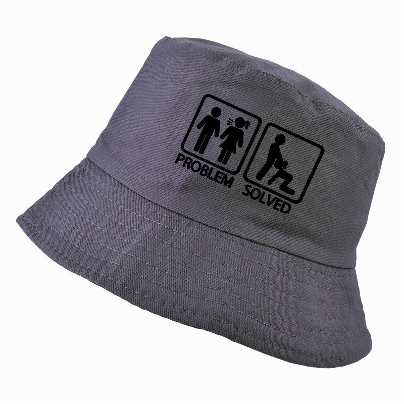 PROBLEM SOLVED letter Print bucket hat k pop men women fisherman hats summer outdoor hunting fishing cap harajuku URB1™ Vêtements Streetwear URB1™ Vêtements Streetwear problem-solved-le