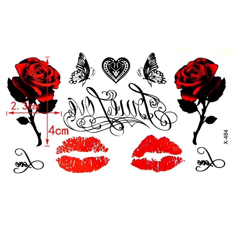 Kiss Waterproof Temporary Tattoos men butterfly flash tattoo sleeve Rose love forever harajuku tatoo henna body art sticker URB1™ Vêtements Streetwear URB1™ Vêtements Streetwear kiss-wa