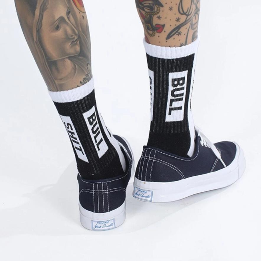 "BULLSHIT" Chaussettes Montantes Streetwear Noir - URB1™ - URB1™ Vêtements Streetwear mode boutique streetwear shop