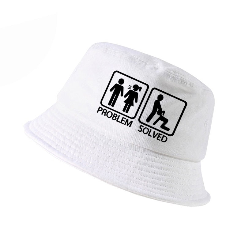 PROBLEM SOLVED letter Print bucket hat k pop men women fisherman hats summer outdoor hunting fishing cap harajuku URB1™ Vêtements Streetwear URB1™ Vêtements Streetwear problem-solved-le