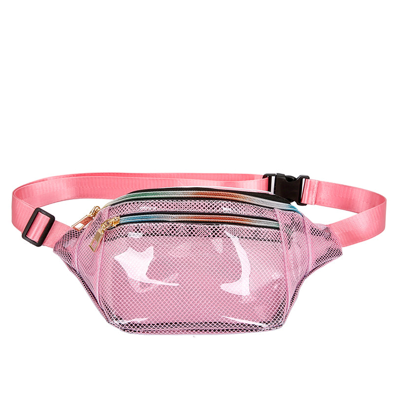 2019 Fashion Women PVC Grid Style Waist Bag Fanny Pack Bum Bag Travel Mash Purse Waist Bag Transparent Small Belt Bag Cool Packs URB1™ Vêtements Streetwear URB1™ Vêtements Streetwear 20