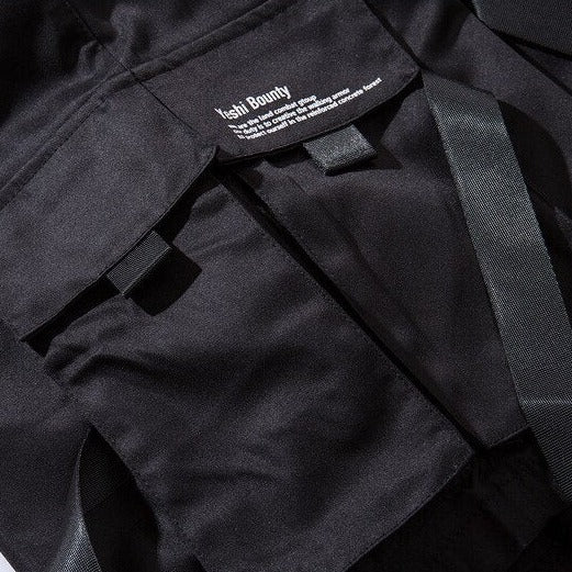 2019 Summer Black Cargo Shorts Men Streetwear Hip Hop Casual Short Trousers Ribbon Design Male Homme Shorts Multi-pocket WG313 URB1™ Vêtements Streetwear URB1™ Vêtements Streetwear 2019