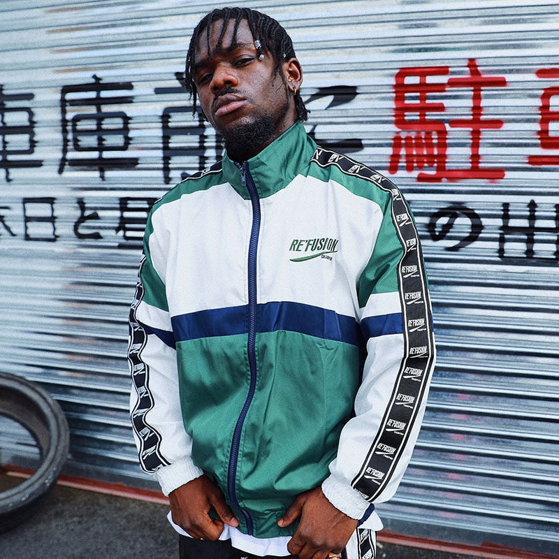 Aolamegs Jackets Men Patchwork Block Thin Jacket Tracksuit Coats Hip Hop Zipper Loose Fashion Casual Male Windbreaker Streetwear URB1™ Vêtements Streetwear URB1™ Vêtements Streetwear ao