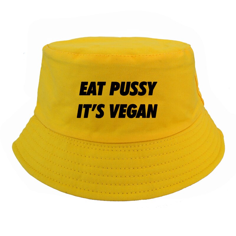 harajuku Men Women eat pussy its vegan bucket hat fashion Summer Bucket Hats Unisex fisherman hat panama bucket hat women URB1™ Vêtements Streetwear URB1™ Vêtements Streetwear harajuku-