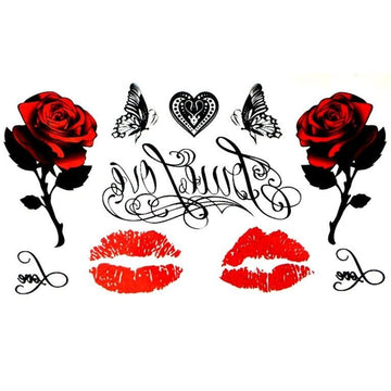 Kiss Waterproof Temporary Tattoos men butterfly flash tattoo sleeve Rose love forever harajuku tatoo henna body art sticker URB1™ Vêtements Streetwear URB1™ Vêtements Streetwear kiss-wa