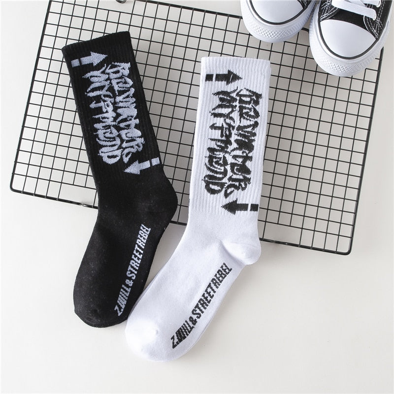 Harajuku Men's Humor Words Printing Socks Ulzzang Hip Hop Street Skateboard Unisex Crew Lovers' Happy Sokkem Dropship 2Pcs=1Pair URB1™ Vêtements Streetwear URB1™ Vêtements Streetwear ha