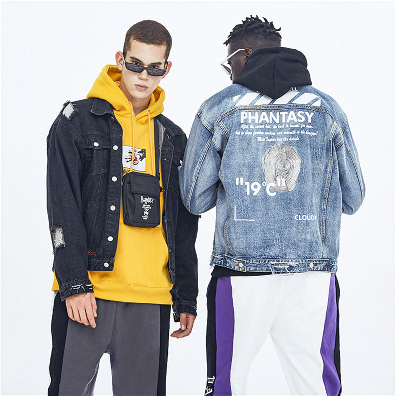 "PHANTASY" Veste en jean Imprimé Streetwear - URB1™ - URB1™ Vêtements Streetwear mode boutique streetwear shop