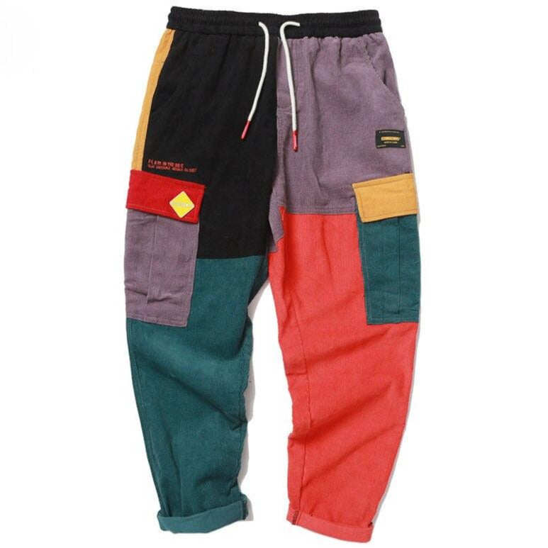 Sitruuna Women Pants Color Block Patchwork Corduroy Pant Cargo Harem Pant Streetwear Harajuku Jogger legging Trousers URB1™ Vêtements Streetwear URB1™ Vêtements Streetwear sitruuna-wome