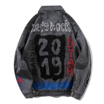 "LET'S ROCK" Veste en Jean Denim - URB1™ - URB1™ Vêtements Streetwear mode boutique streetwear shop