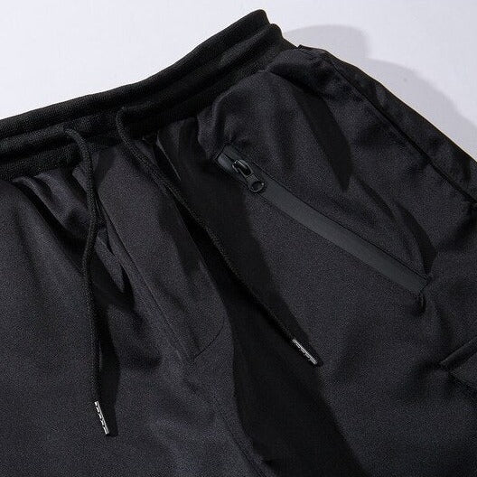 2019 Summer Black Cargo Shorts Men Streetwear Hip Hop Casual Short Trousers Ribbon Design Male Homme Shorts Multi-pocket WG313 URB1™ Vêtements Streetwear URB1™ Vêtements Streetwear 2019