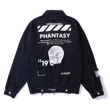 "PHANTASY" Veste en jean Imprimé Streetwear - URB1™ - URB1™ Vêtements Streetwear mode boutique streetwear shop