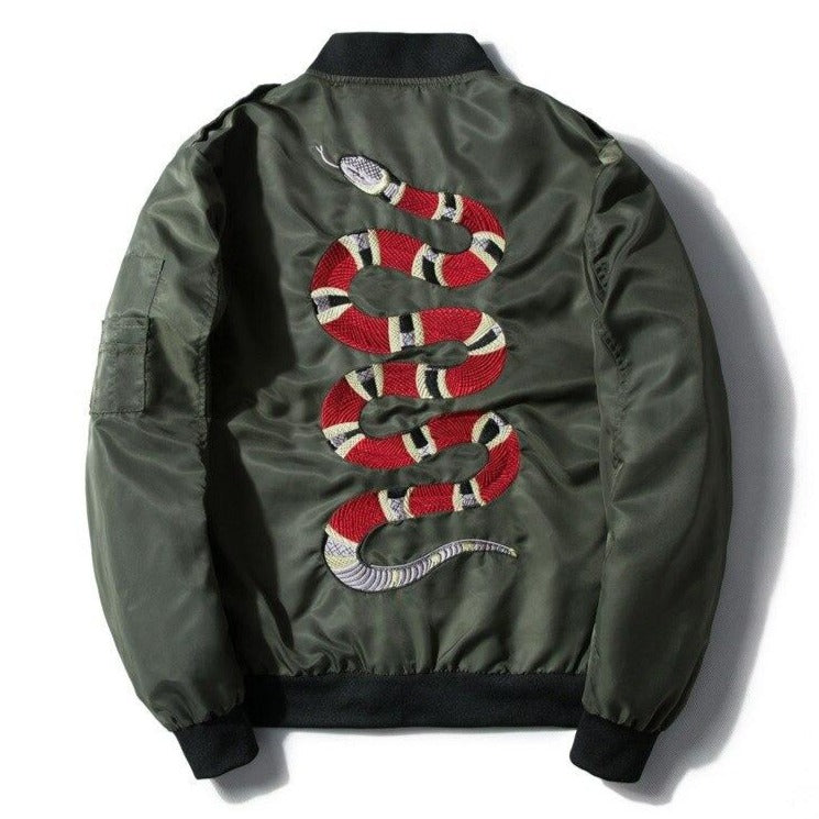 MANNAN Autumn 2018 Jacket Snake Embroidery Jacket Thin Men Hip Hop high street Streetwear Embroidered couples baseball Coat URB1™ Vêtements Streetwear URB1™ Vêtements Streetwear mannan-